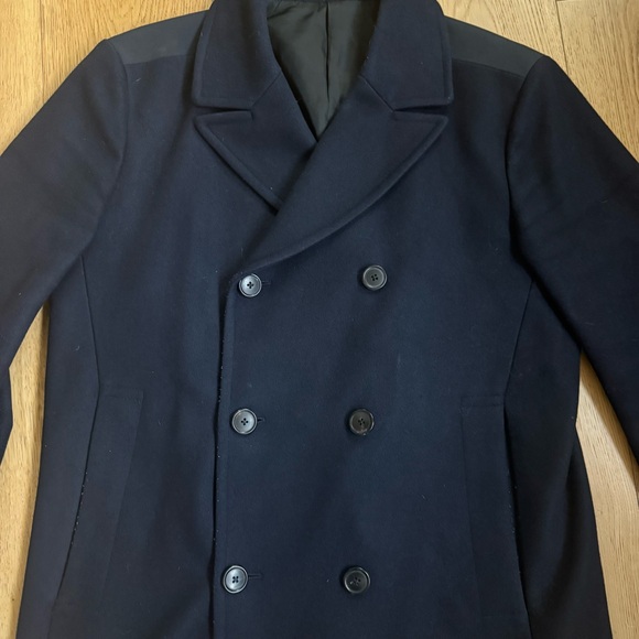 THEORY MEN'S NAVY BLUE WOOL PEACOAT JACKET SIZE US L LARGE - Picture 3 of 8